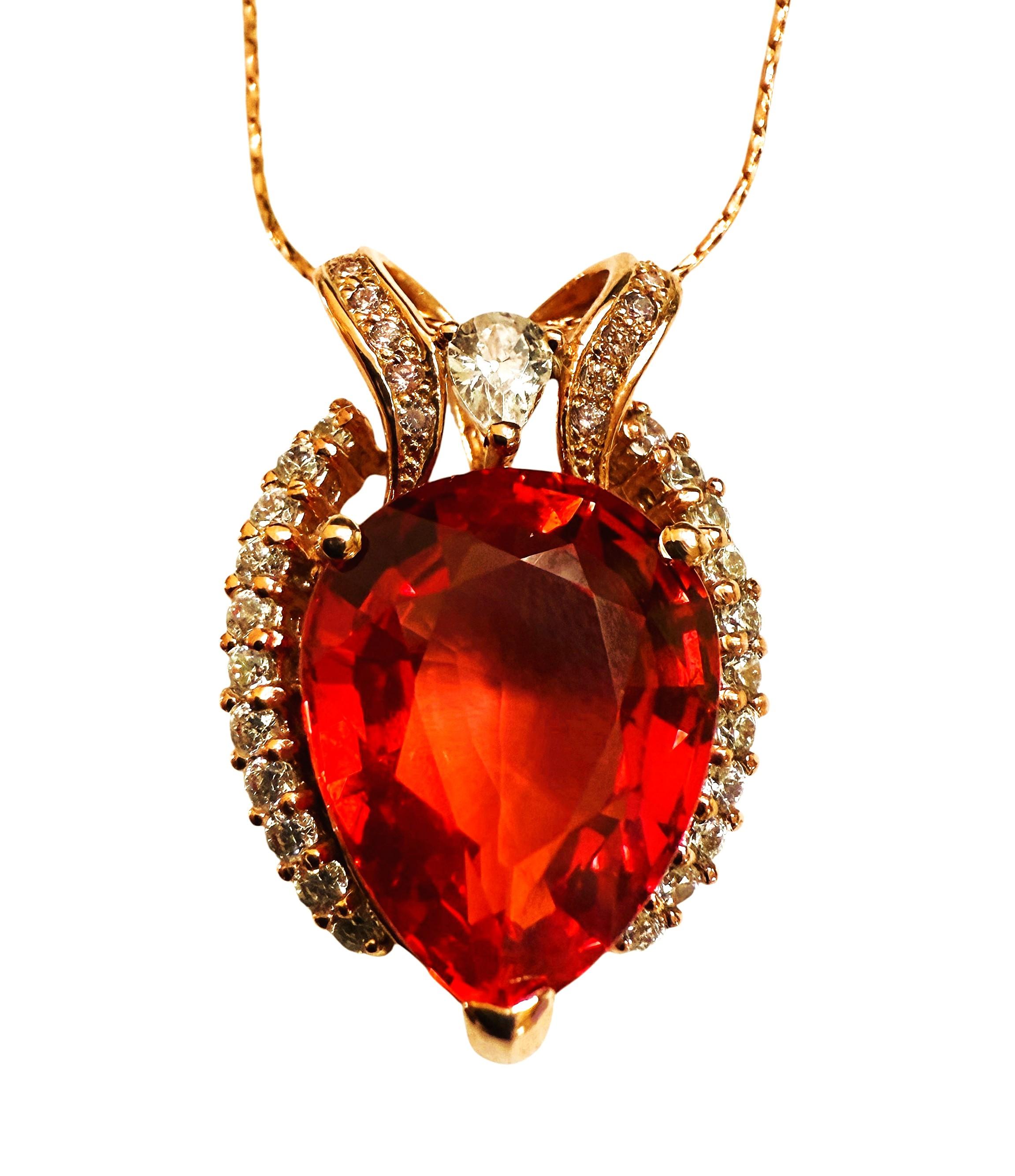 Neu 4,5 Karat Sonnenuntergang roter Saphir & Diamantschliff Saphir R Gold Sterling Neckla im Zustand „Neu“ im Angebot in Eagan, MN