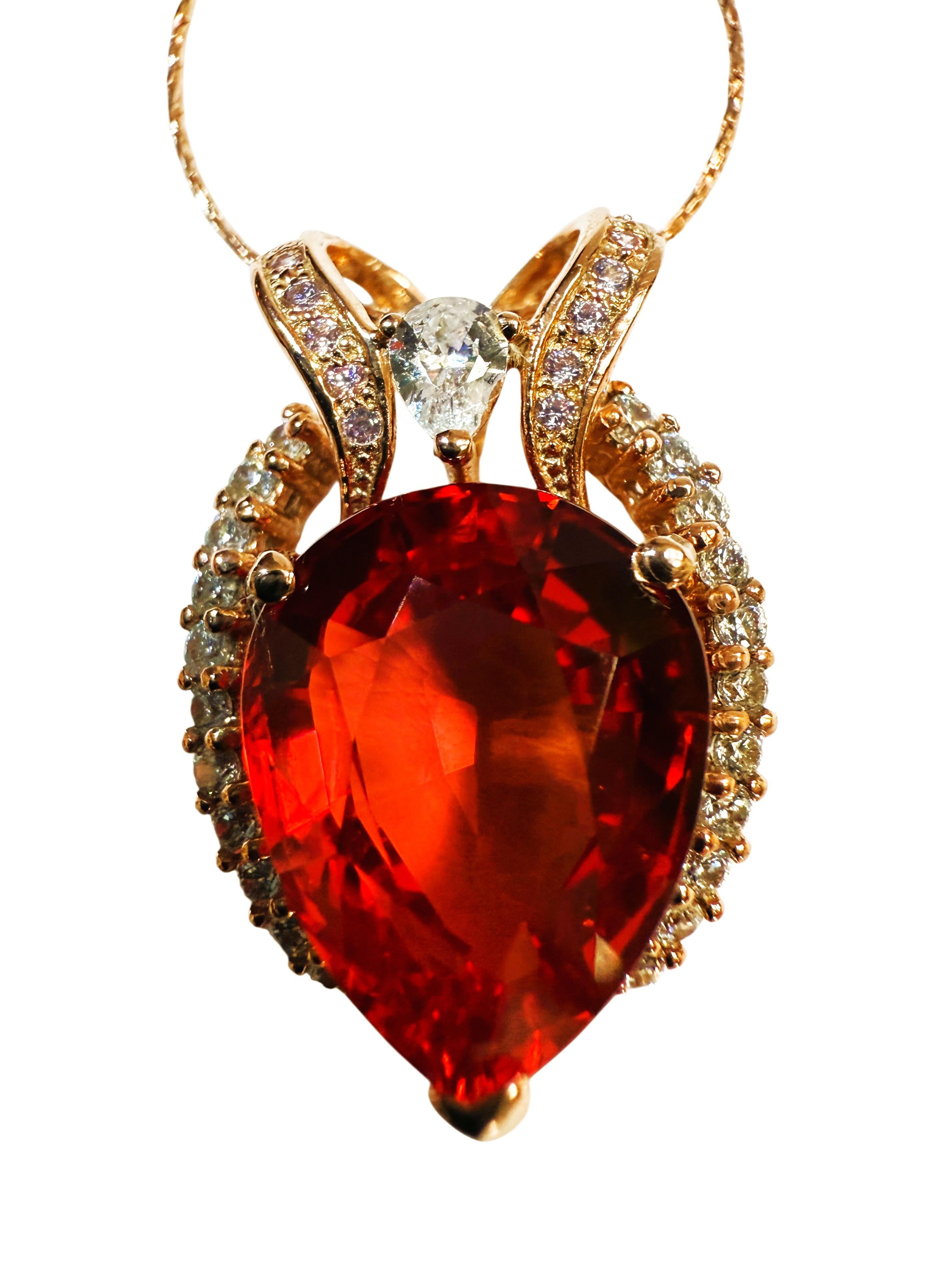 Neu 4,5 Karat Sonnenuntergang roter Saphir & Diamantschliff Saphir R Gold Sterling Neckla Damen im Angebot