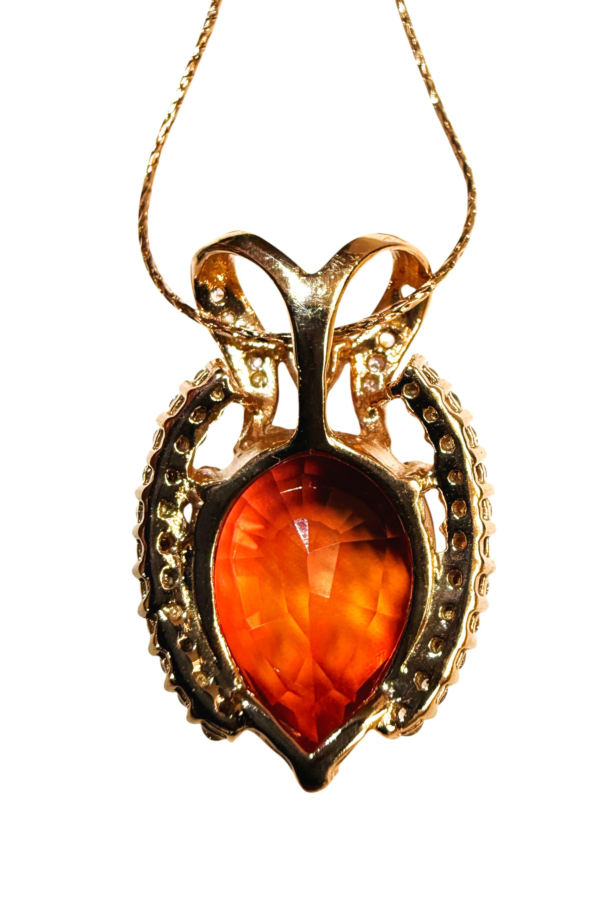 Neu 4,5 Karat Sonnenuntergang roter Saphir & Diamantschliff Saphir R Gold Sterling Neckla im Angebot 2