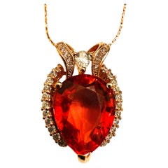New 4.5 Carat Sunset Red Sapphire & Diamond Cut Sapphire R Gold Sterling Neckla
