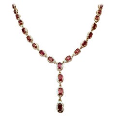 New 4.62 Carat Oval Cut Ruby & Diamond Cut Sapphire Sterling Necklace