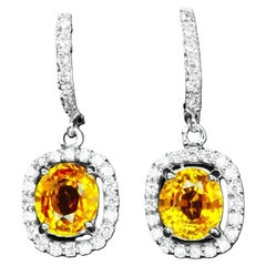 New 4.65 Yellow Sapphire & Sterling Earrings Diamond Cut Sapphire Earrings