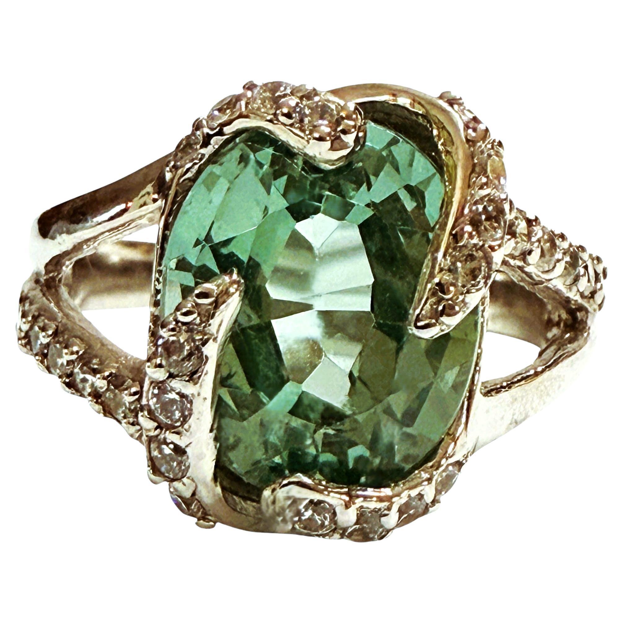 Neu 4,68 Karat Blauer Grüner Paraiba Turmalin & Saphir mit Diamantschliff Sterling Ring im Angebot