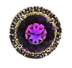 New 4.75 Carat Purple Amethyst & Diamond Cut Sapphire Sterling Ring