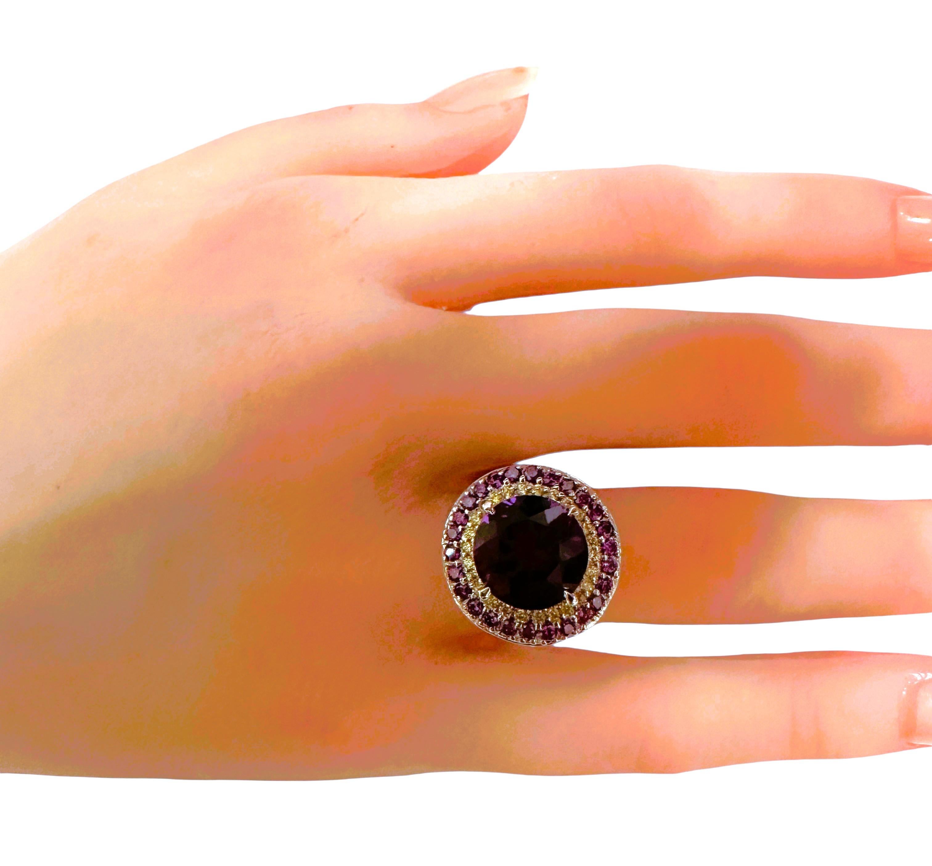 Women's New 4.75 Carat Purple Amethyst & Diamond Cut Sapphire Sterling Ring For Sale