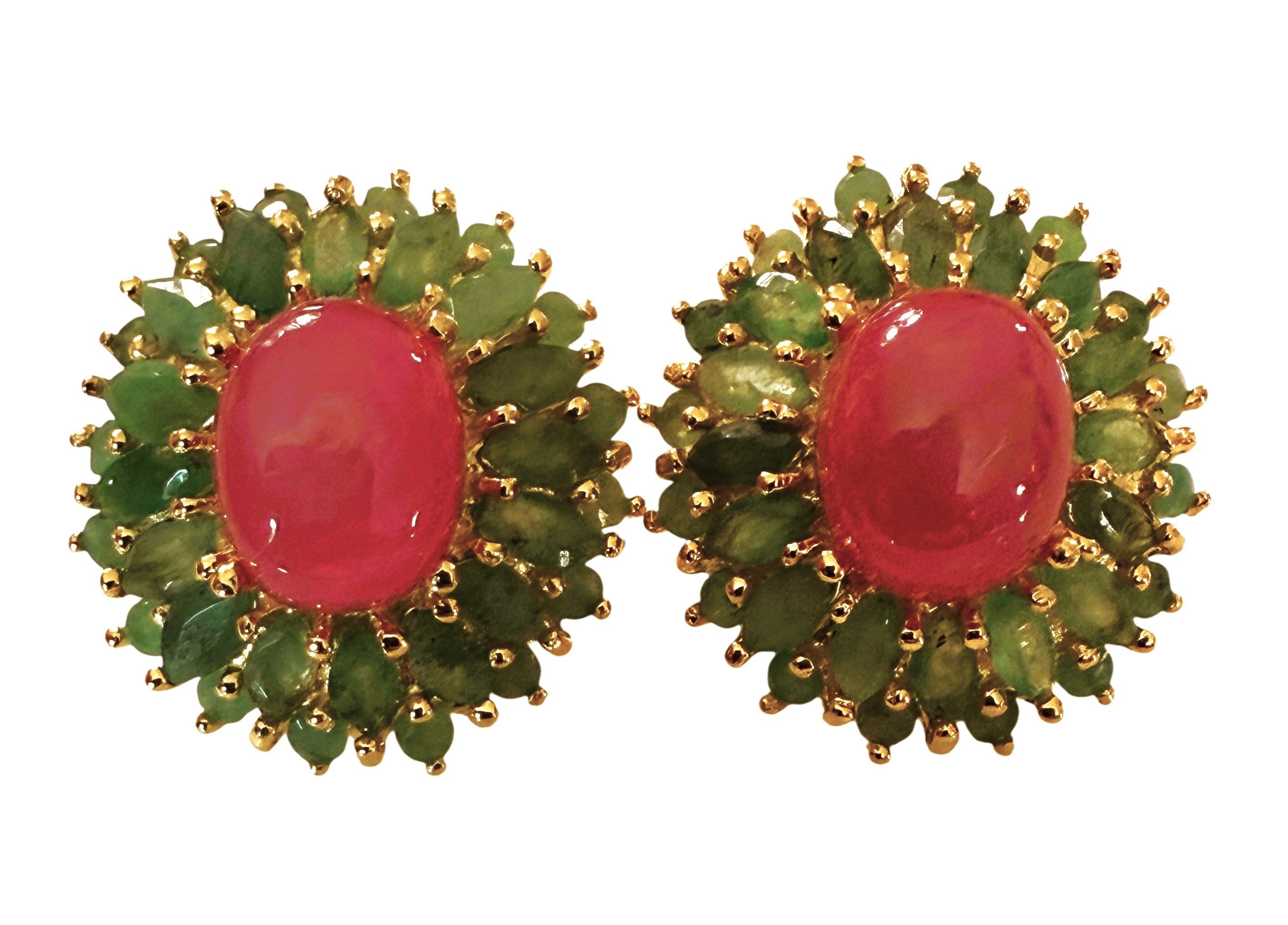 New 47,7 Carat Emerald & 2,54 Carat Ruby Y Gold PL Sterling Silver Necklace in vendita 5