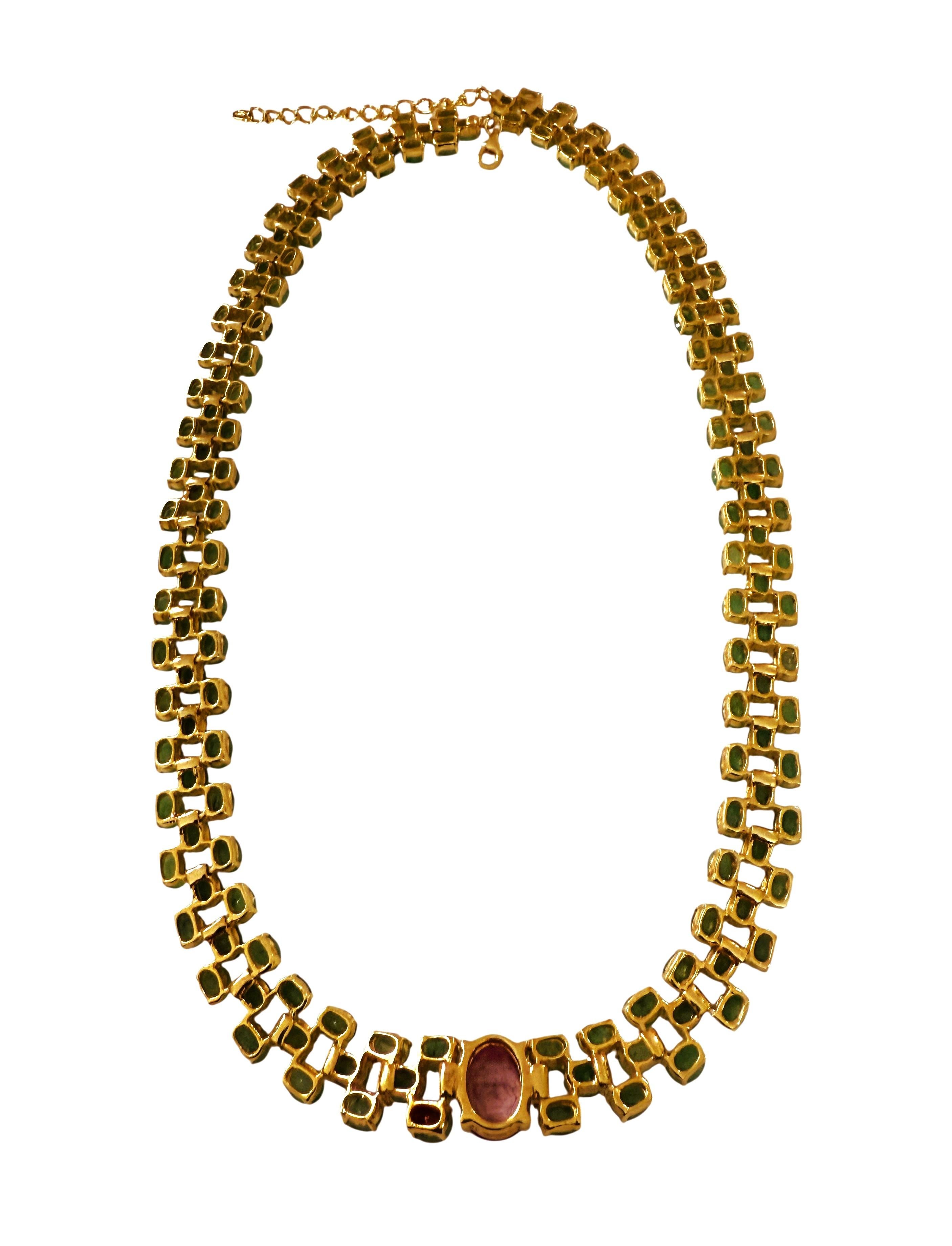 New 47,7 Carat Emerald & 2,54 Carat Ruby Y Gold PL Sterling Silver Necklace in vendita 2