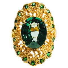 Nuevo  Anillo de oro de ley con zafiro verde laguna y zafiro talla diamante de 4,8 quilates