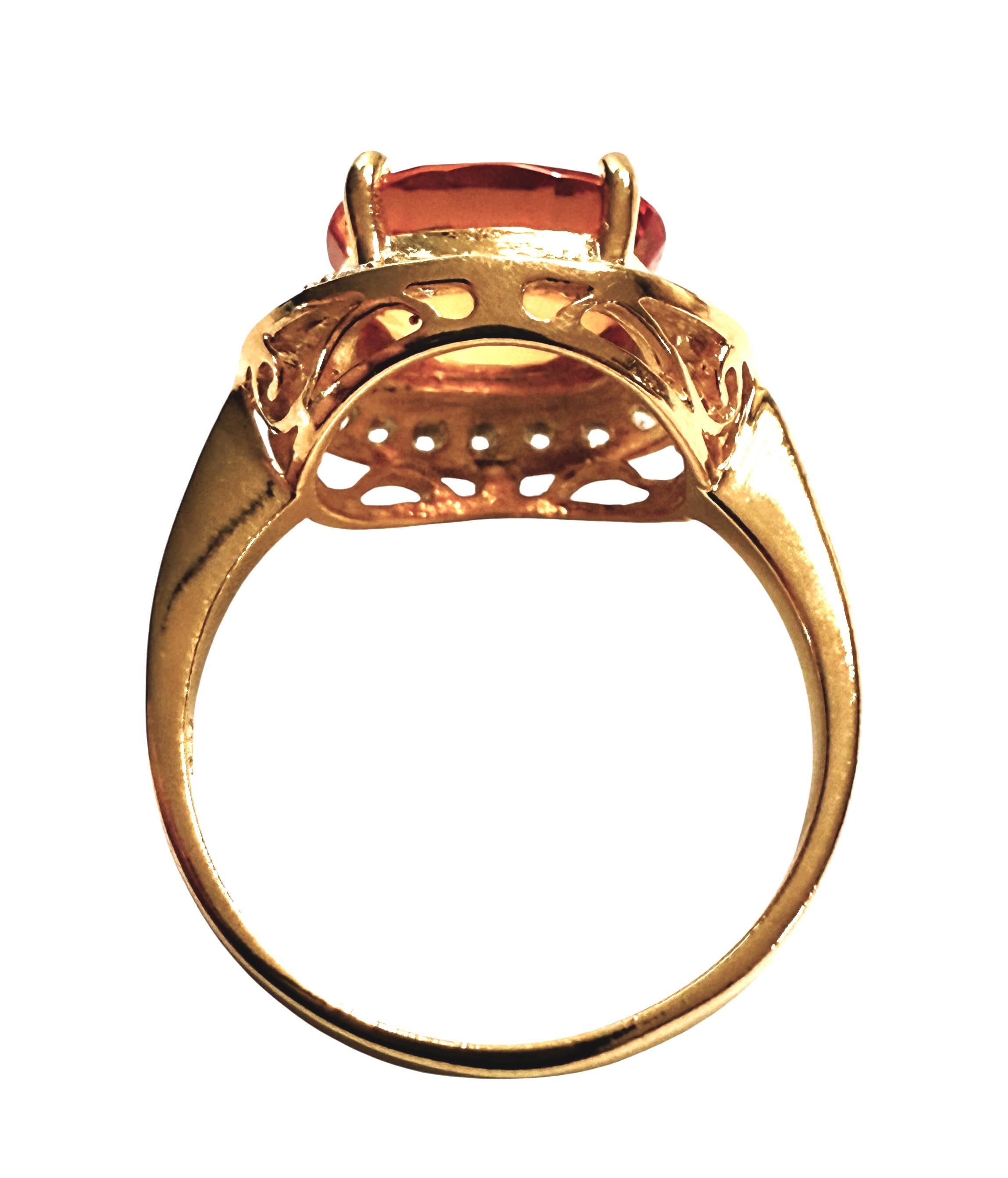 Oval Cut New 4.9 Carat Yellow Sapphire & Diamond Cut Sapphire Y Gold PL Sterling Ring For Sale
