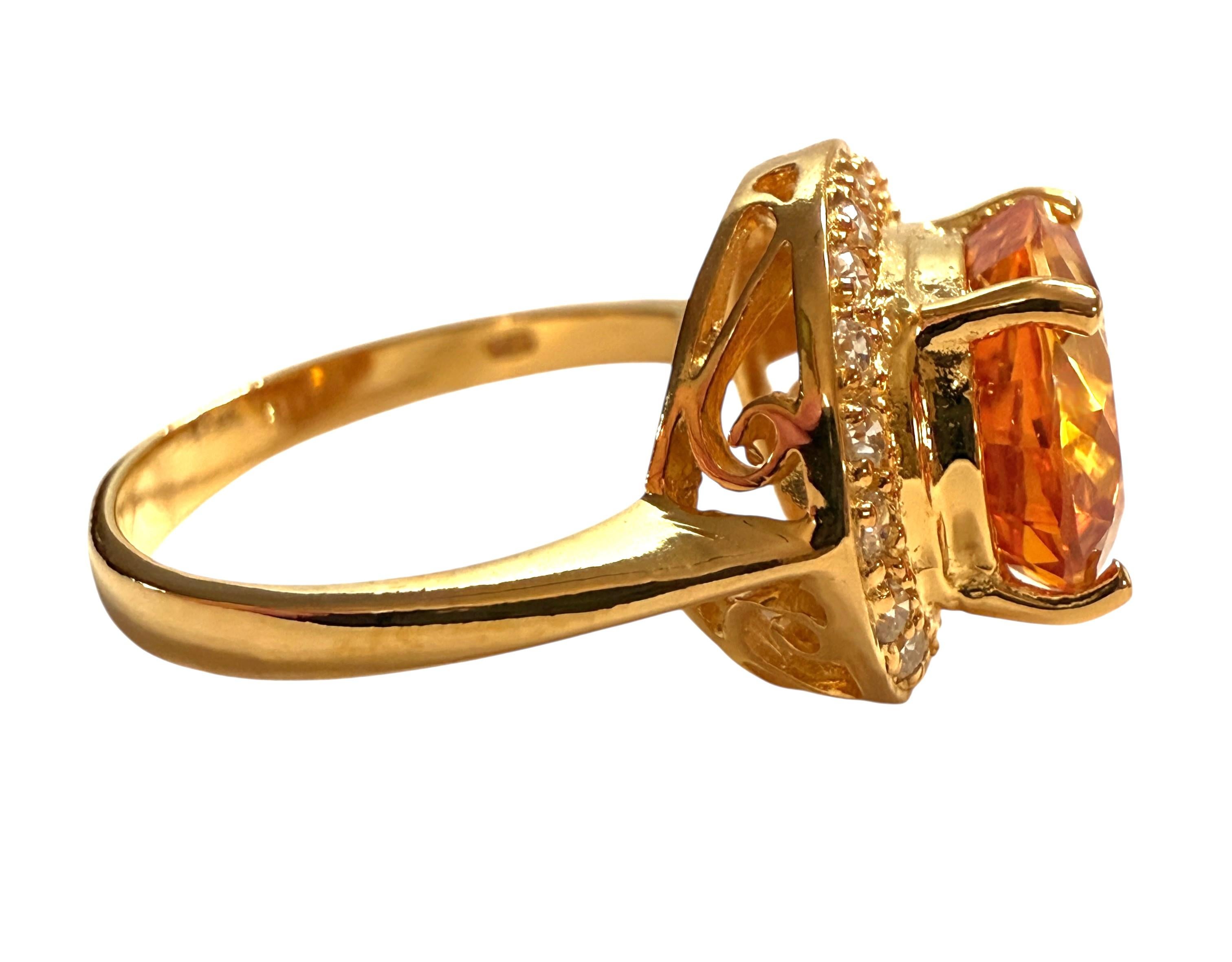 New 4.9 Carat Yellow Sapphire & Diamond Cut Sapphire Y Gold PL Sterling Ring In New Condition For Sale In Eagan, MN