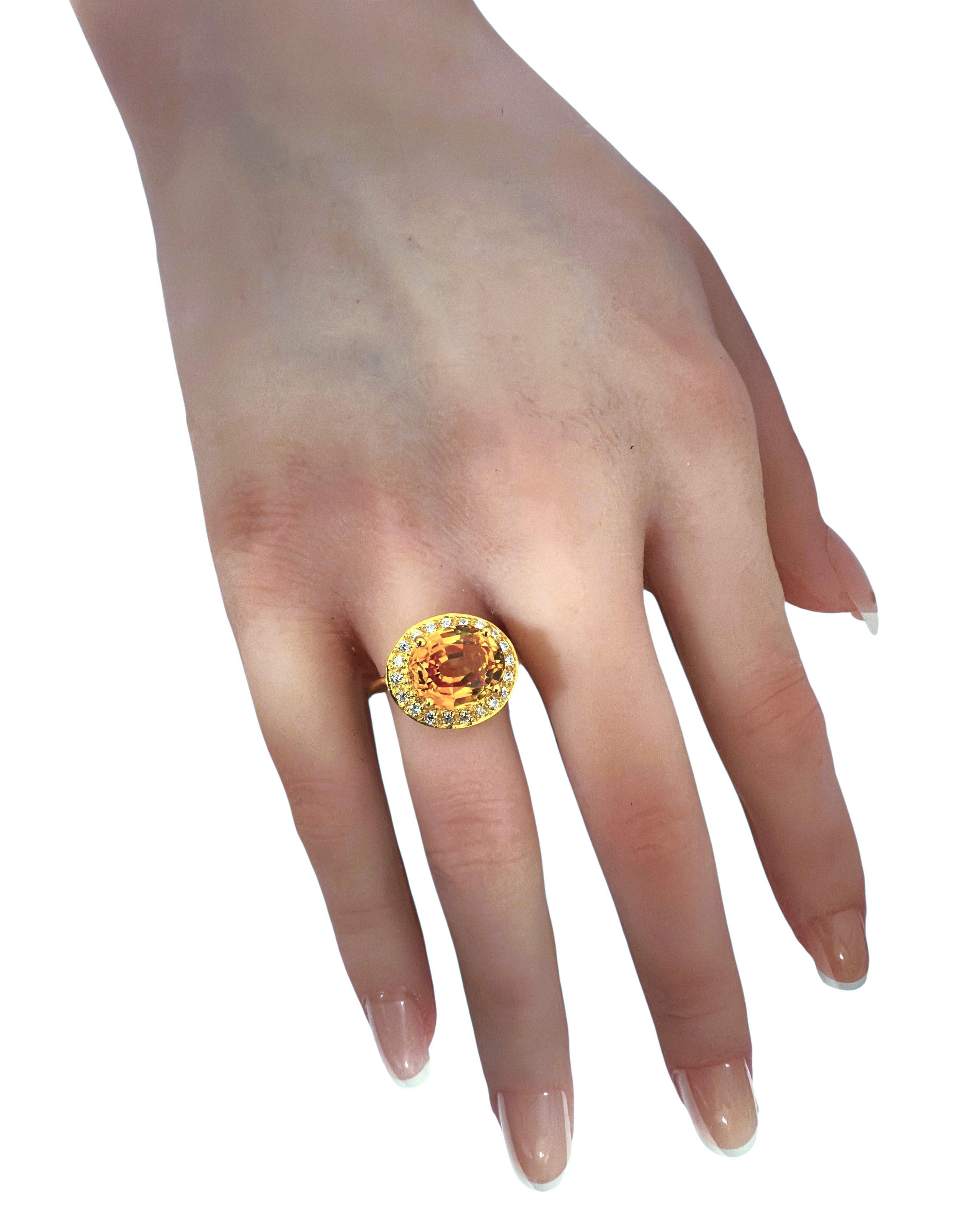 Women's New 4.9 Carat Yellow Sapphire & Diamond Cut Sapphire Y Gold PL Sterling Ring For Sale