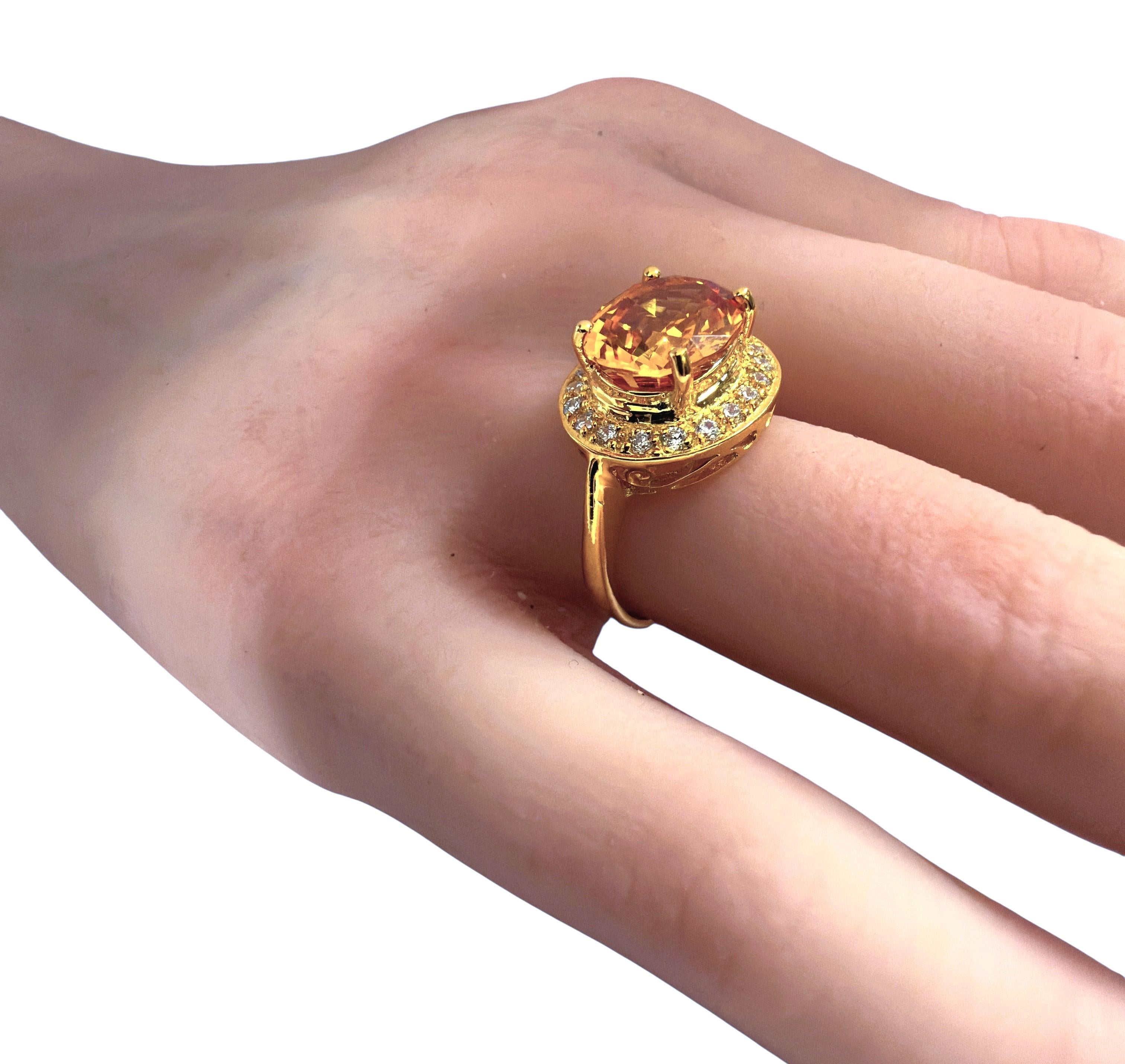 New 4.9 Carat Yellow Sapphire & Diamond Cut Sapphire Y Gold PL Sterling Ring For Sale 2