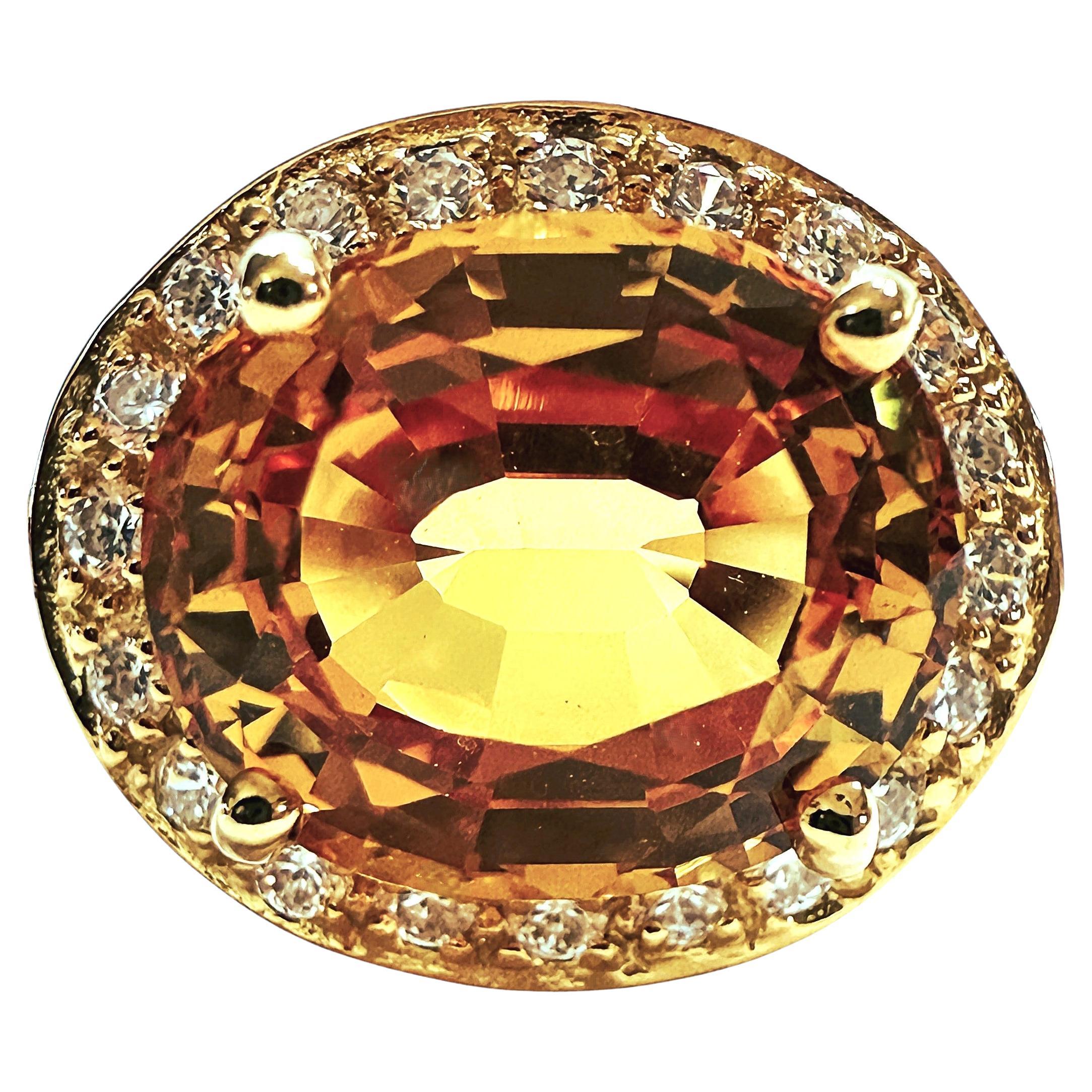 New 4.9 Carat Yellow Sapphire & Diamond Cut Sapphire Y Gold PL Sterling Ring For Sale