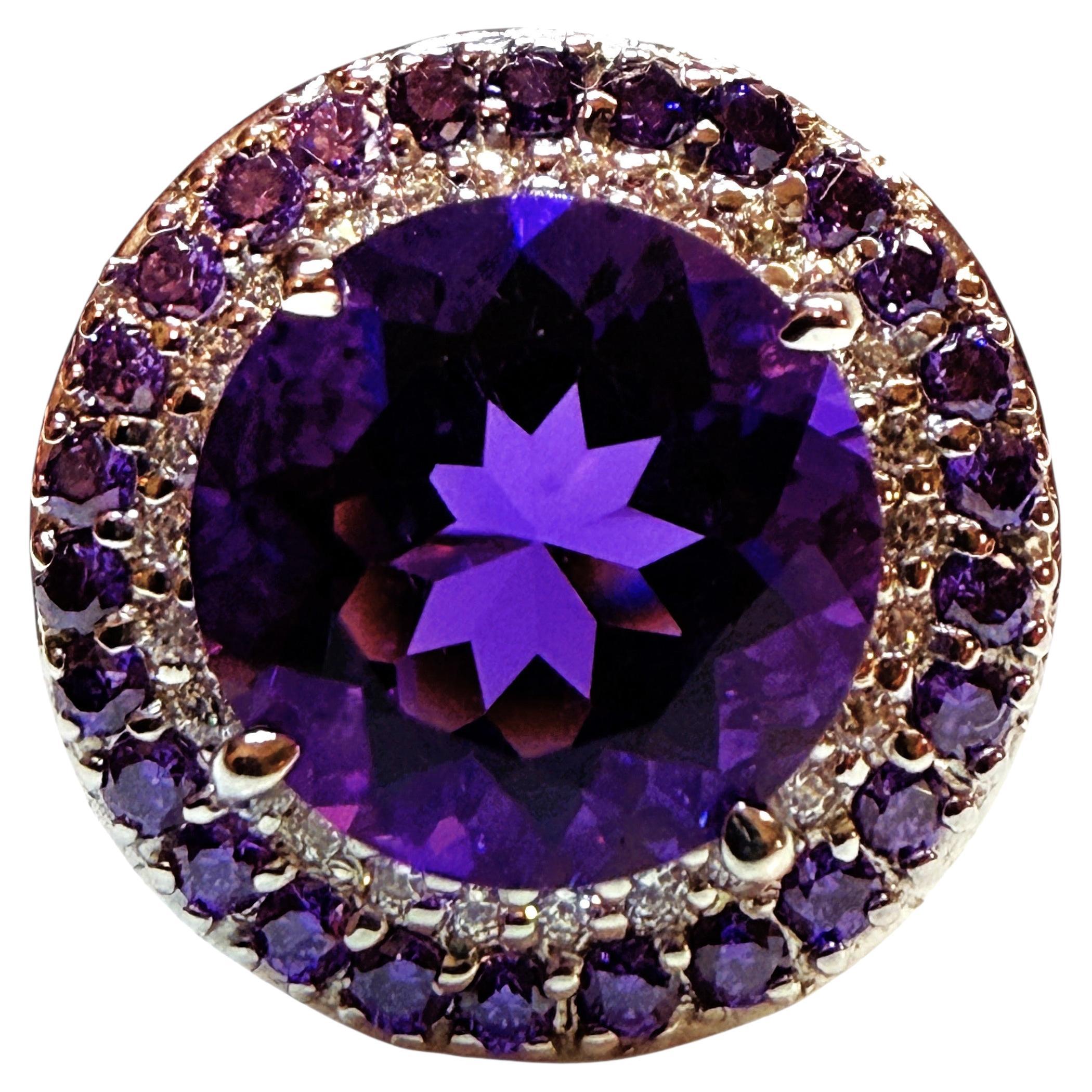 Neu 5,06 Karat Amethyst
Diamantschliff Saphir Sterling Ring Größe 7