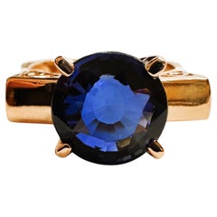New 4.95 Carat Modernist Solitaire Sapphire Rose Gold Plated Ring Size 6.5