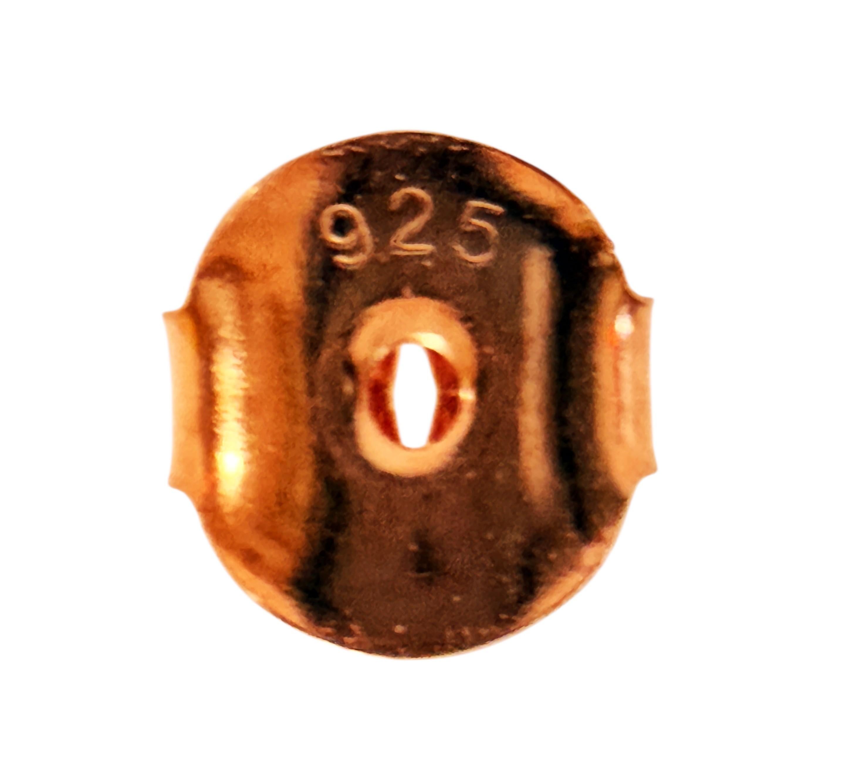 New 5 Carat Oval & Diamond Cut Sunset Orange Sapphire Rose Gold Sterling Earring For Sale 3