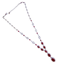 Nuevo collar de oro de 14k con rubí y zafiro de 5 quilates y zafiro PL de plata de ley