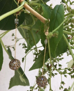 Dangle Earrings, 22 Karat Gold Diamond-Faceted Beads