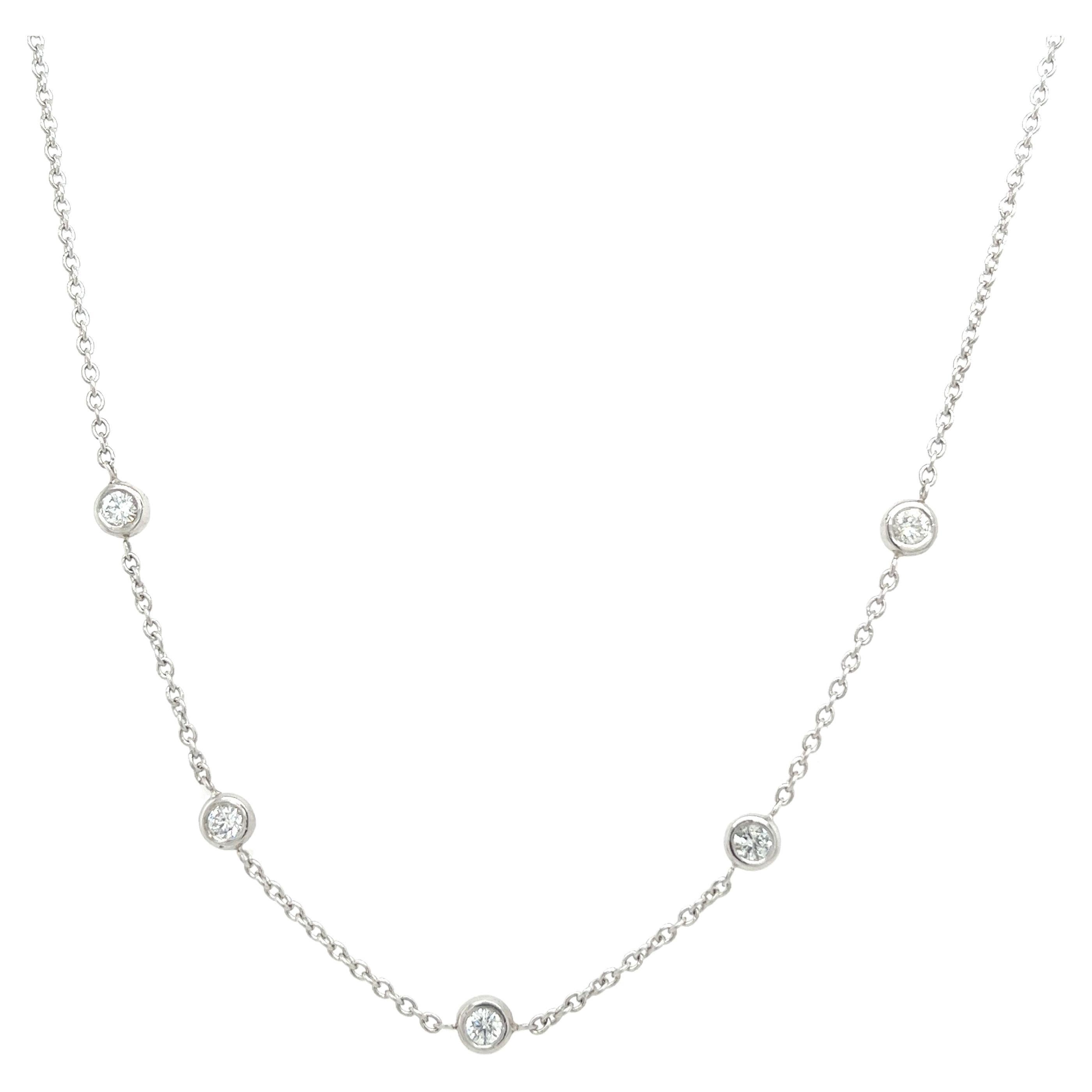 Neu, 5-Stein-Diamant-Halskette mit 0,40 Karat Diamanten in 14 Karat Weißgold