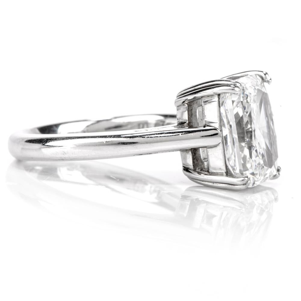 Women's 5.03 Carat G-VVS1 Radiant Cut GIA Certified Diamond Platinum Engagement Ring