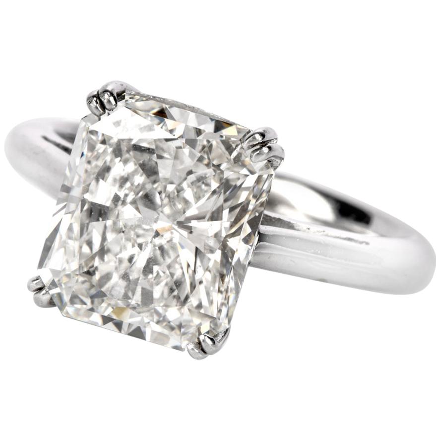 5.03 Carat G-VVS1 Radiant Cut GIA Certified Diamond Platinum Engagement Ring