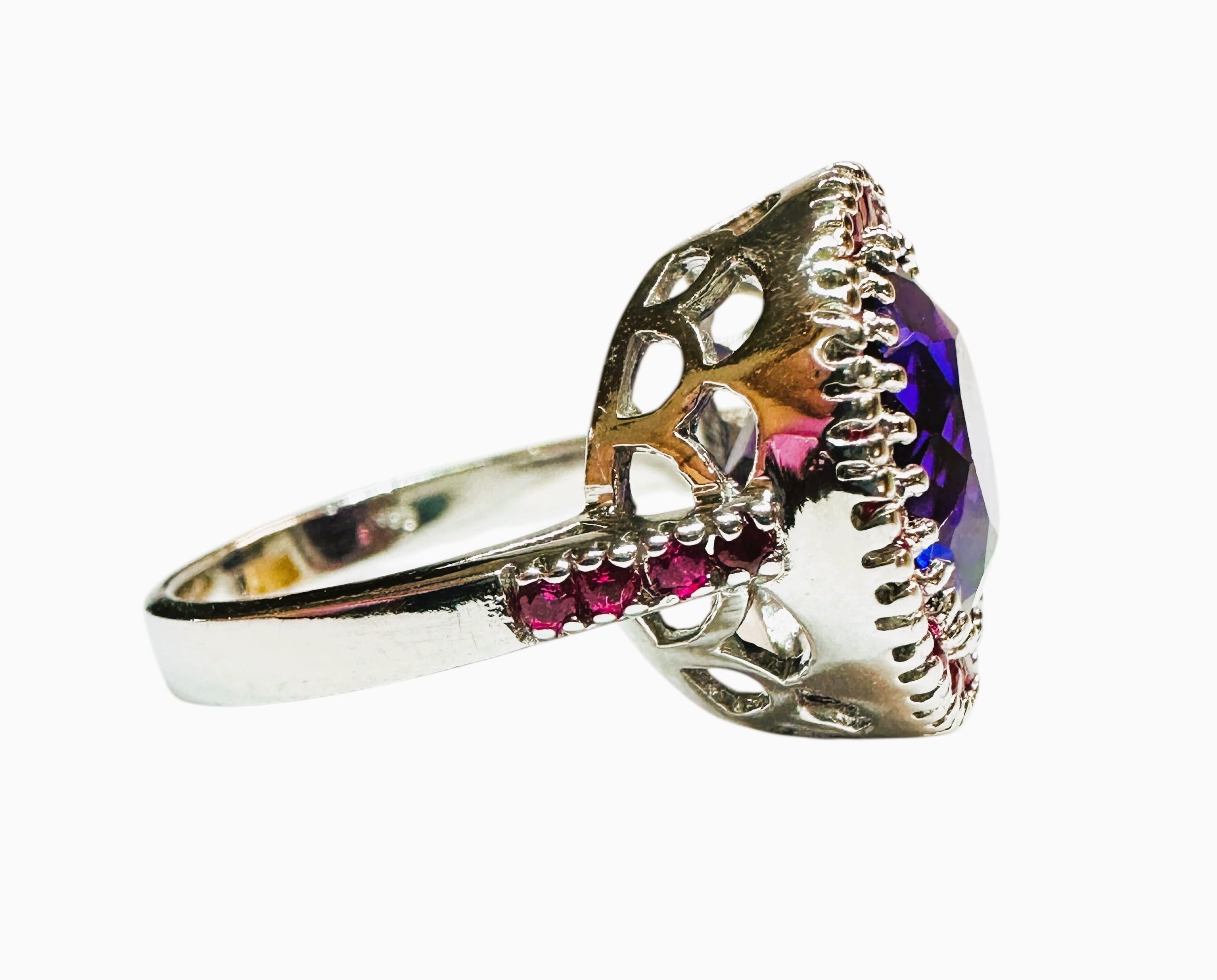 Nuevo Anillo de Plata de Ley con Amatista de 5,05 Quilates y Zafiro Rosa Tallado con Diamante en Nuevo estado para la venta en Eagan, MN