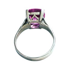 New 5.05 Carat Cushion Cut Pink Sapphire Sterling Ring 6.75