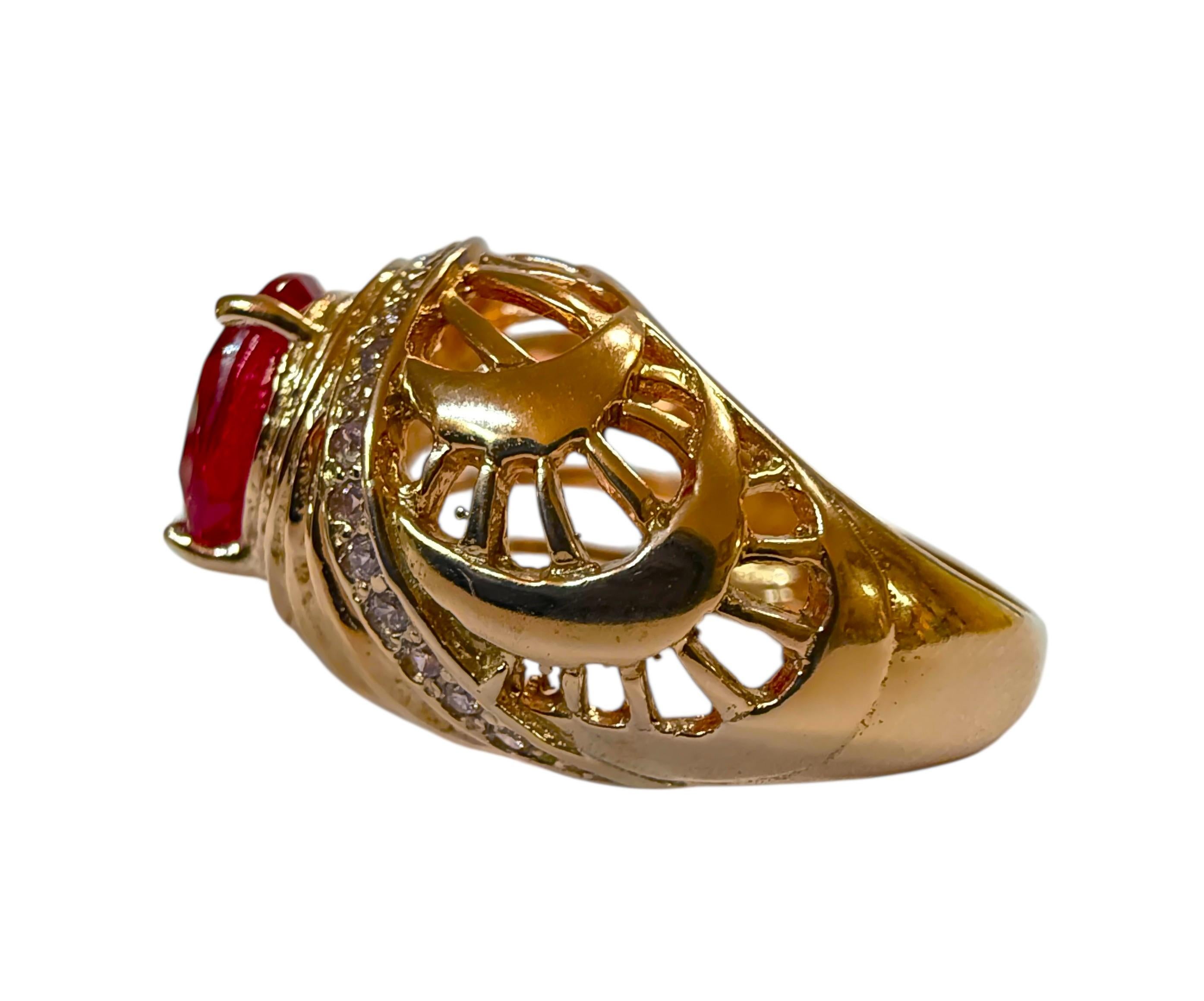 Neu 5,07 Karat Roter Saphir & Diamantschliff Saphir R Gold PLSterling Silber Ring (Art déco) im Angebot