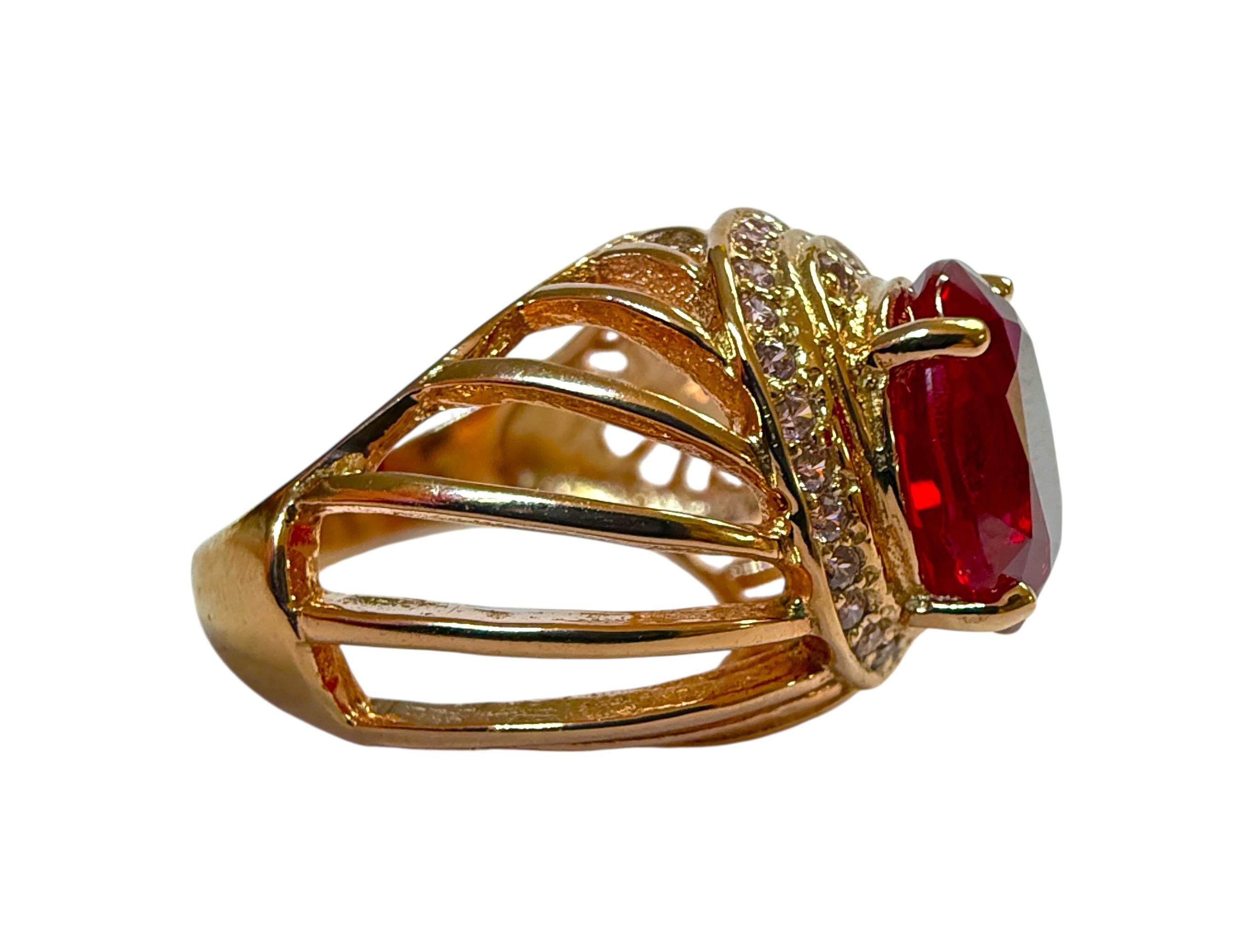 Neu 5,07 Karat Roter Saphir & Diamantschliff Saphir R Gold PLSterling Silber Ring im Zustand „Neu“ im Angebot in Eagan, MN
