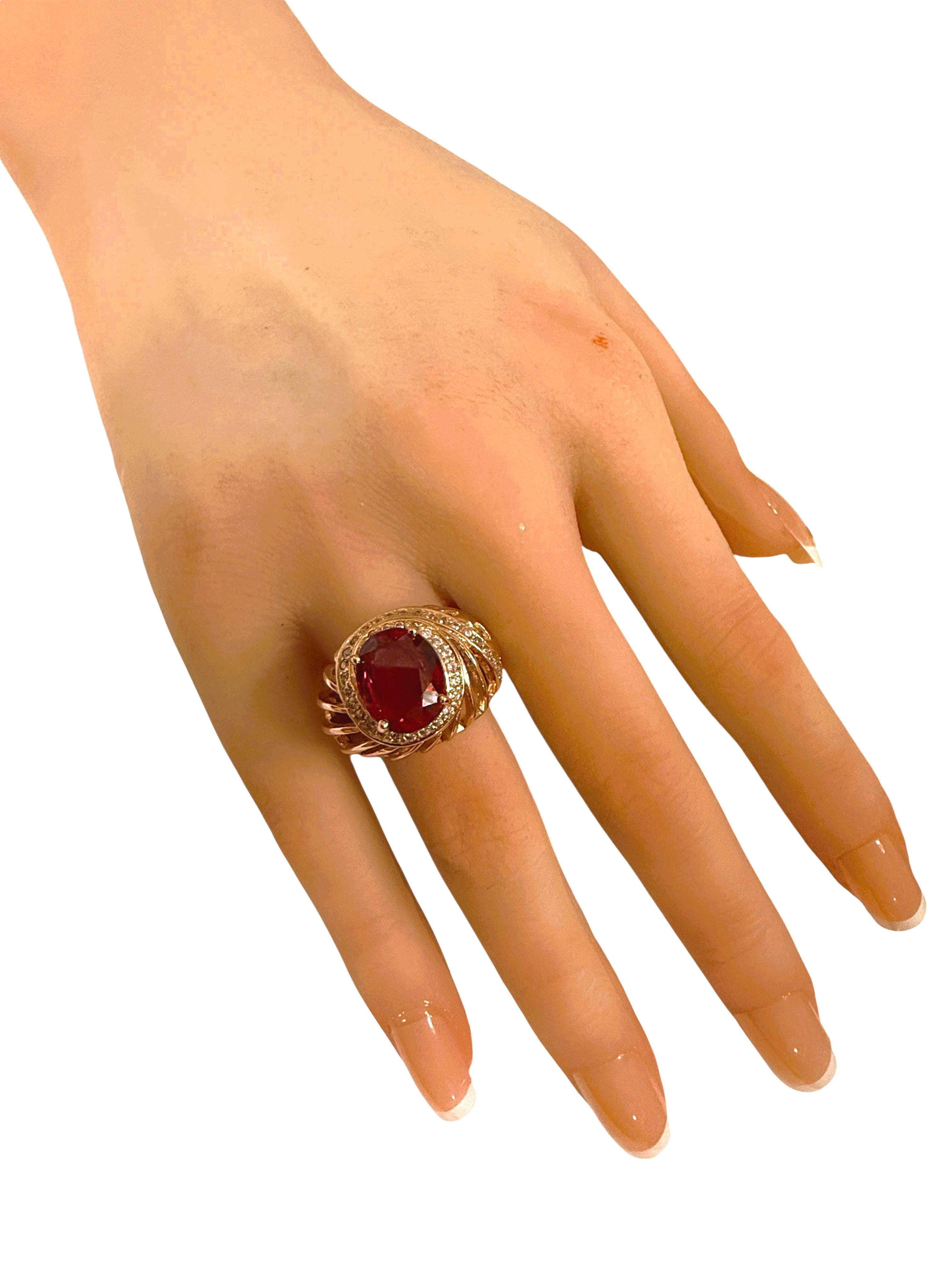 Neu 5,07 Karat Roter Saphir & Diamantschliff Saphir R Gold PLSterling Silber Ring Damen im Angebot