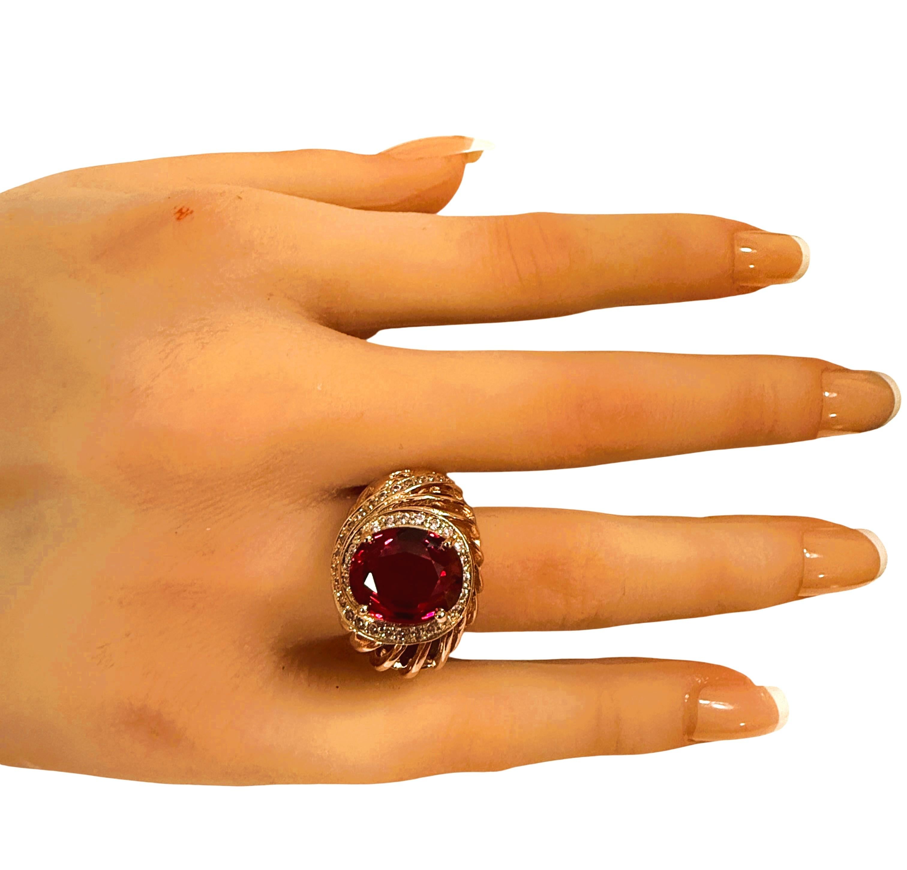 Neu 5,07 Karat Roter Saphir & Diamantschliff Saphir R Gold PLSterling Silber Ring im Angebot 2