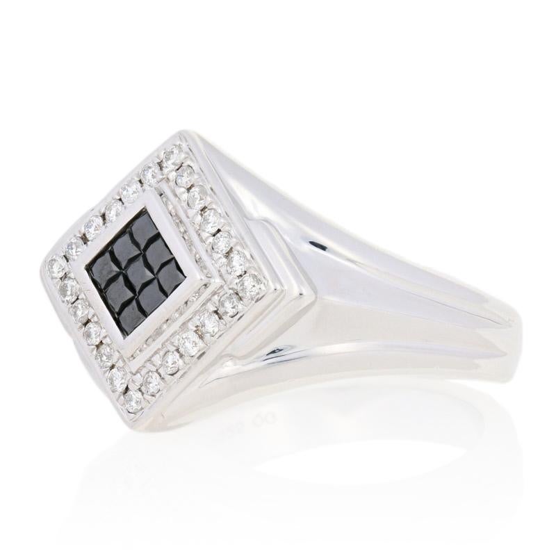 For Sale:  New .50ctw Princess Cut Composite Diamond Ring, Silver Black & White Halo 2