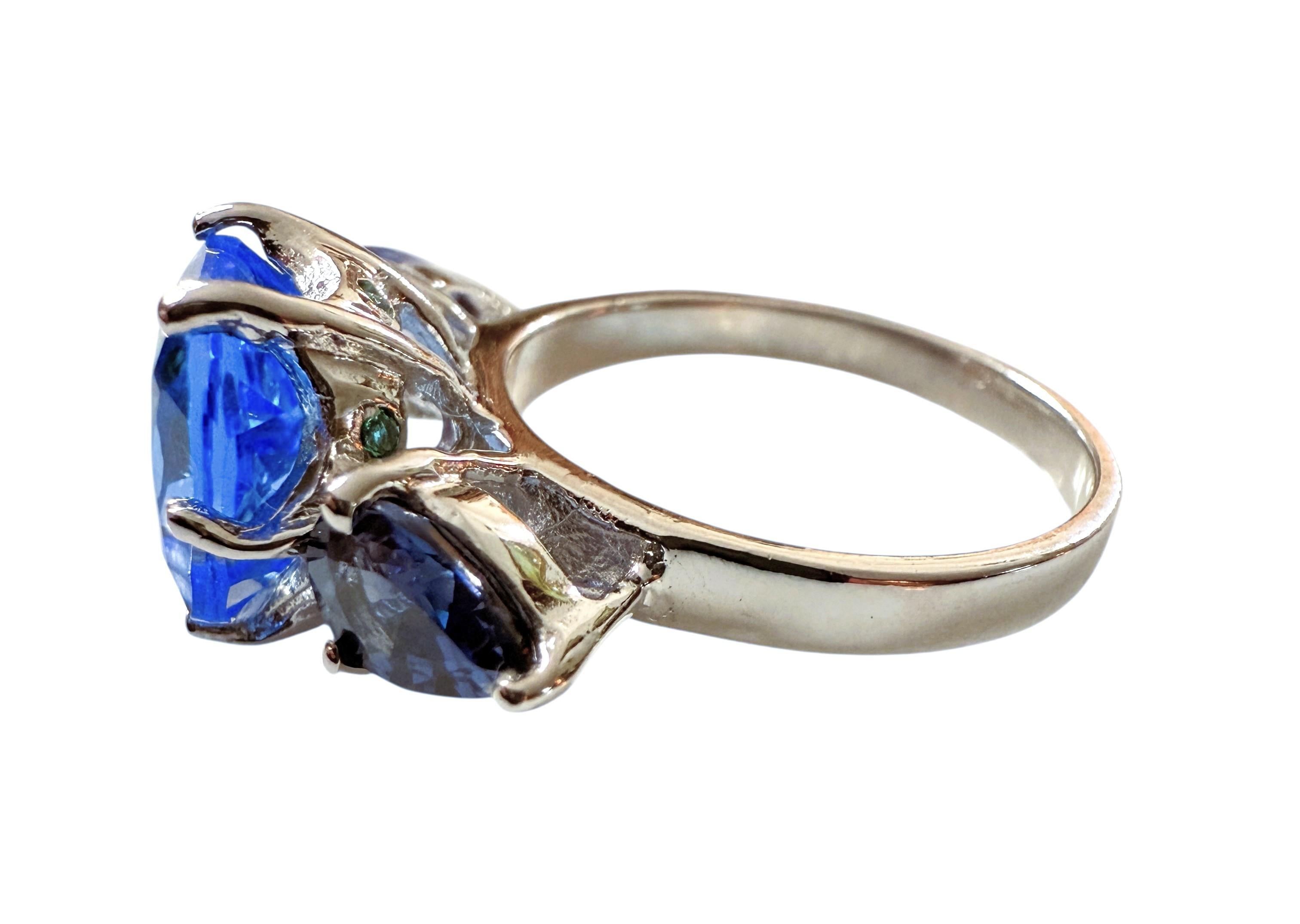 Neu 5,12 Karat Schweizer Blautopas & Saphir Sterling Ring Größe 6 Damen