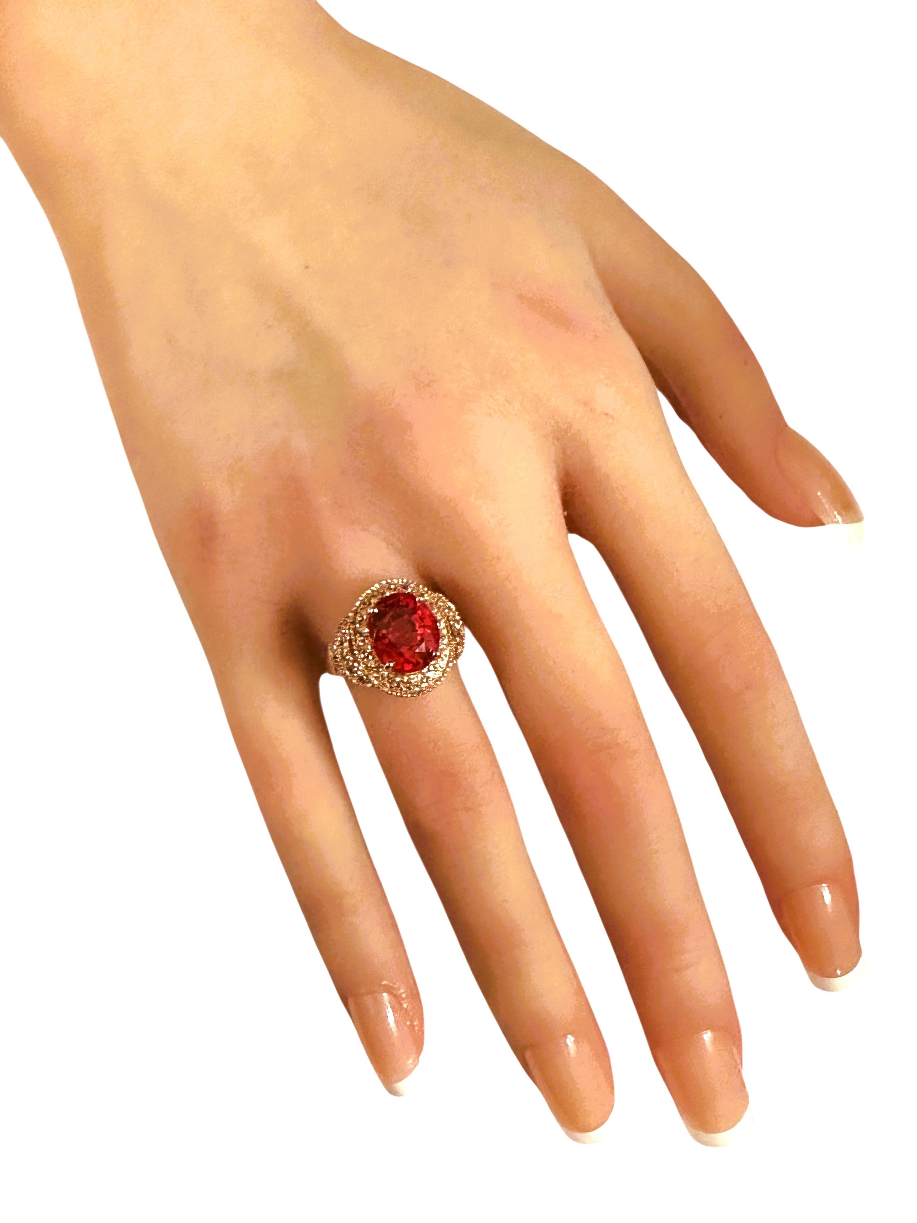 Donna New 5.20 Carat Padparadscha & Diamond Cut Sapphire R Gold Pl Sterling Ring in vendita