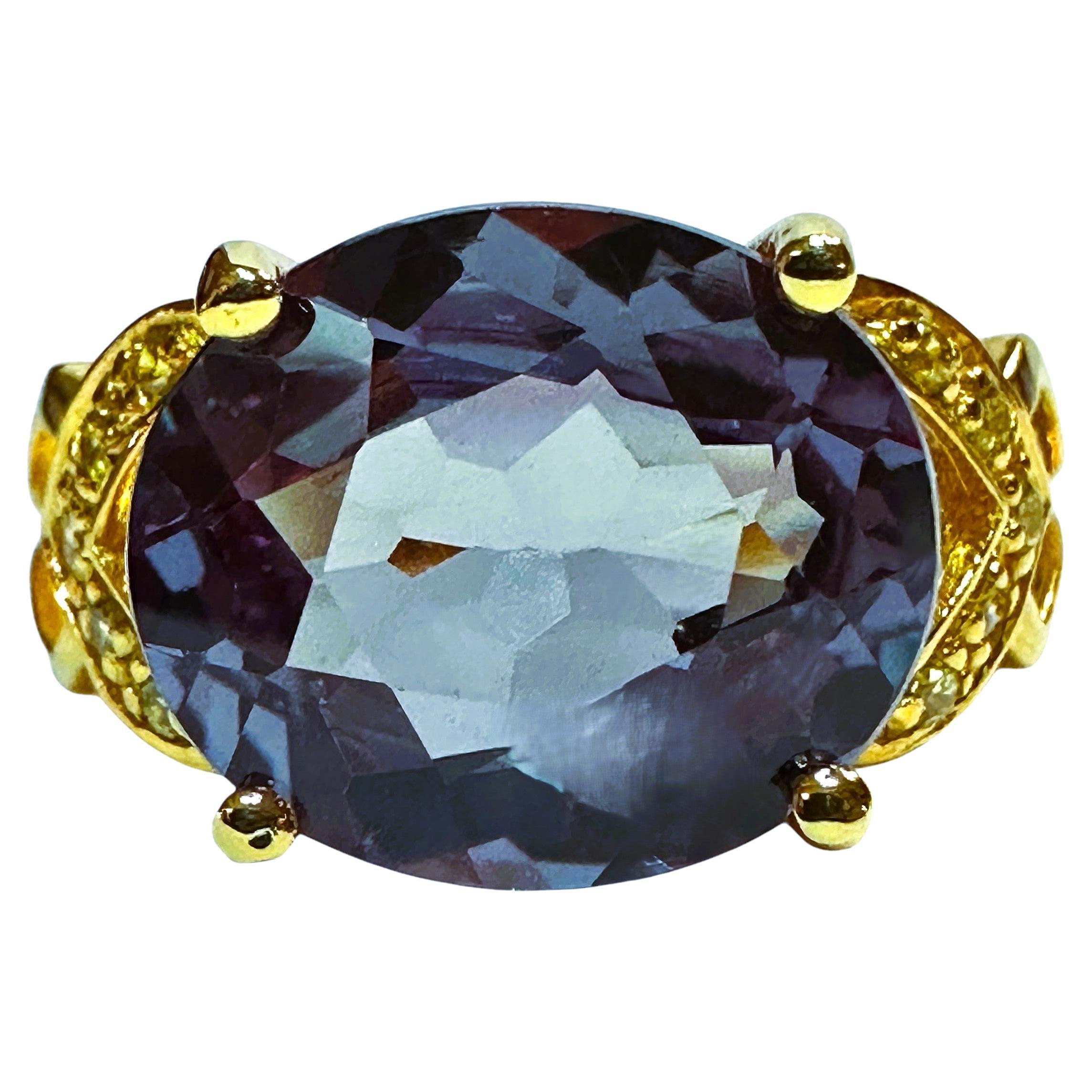 Nuevo Anillo de zafiro de 5,25 quilates con cambio de color y talla de diamante y plata de ley en oro Y