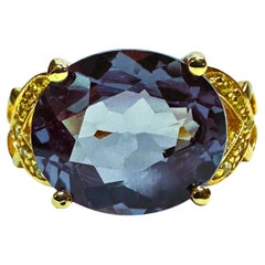 Nuevo Anillo de zafiro de 5,25 quilates con cambio de color y talla de diamante y plata de ley en oro Y
