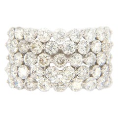New 5.29ctw Diamond Shared Prong Five Row Ring in 14K White Gold