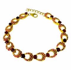 Nuevo Rubí de Myanmar de 5,32 quilates Pulsera de plata de ley PL de oro de 14 quilates de 7 a 8 pulgadas