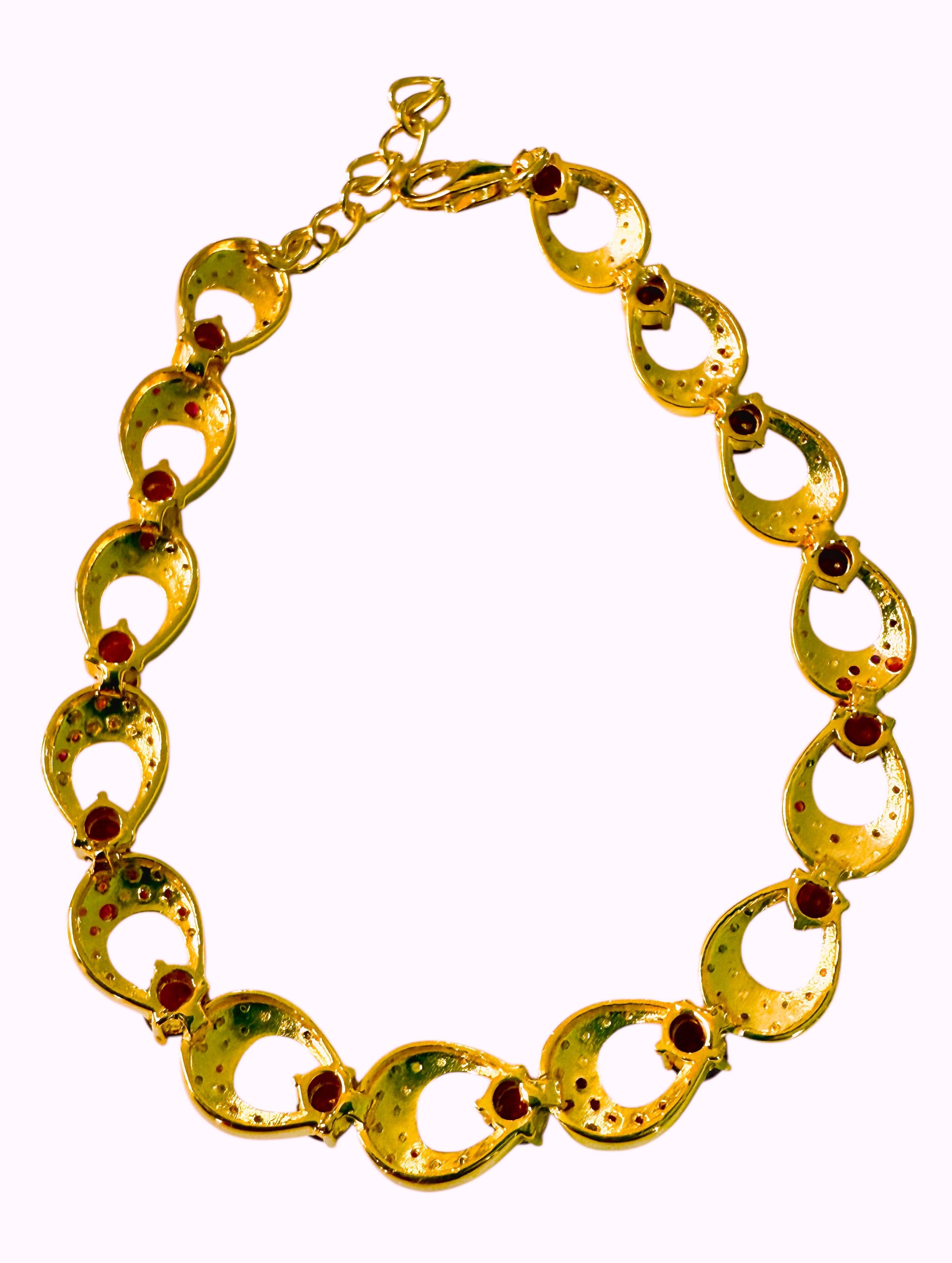 New 5.32 Carat Myanmar Ruby 14K Gold PL Sterling Silver Bracelet 7 to 8 inches en vente 3