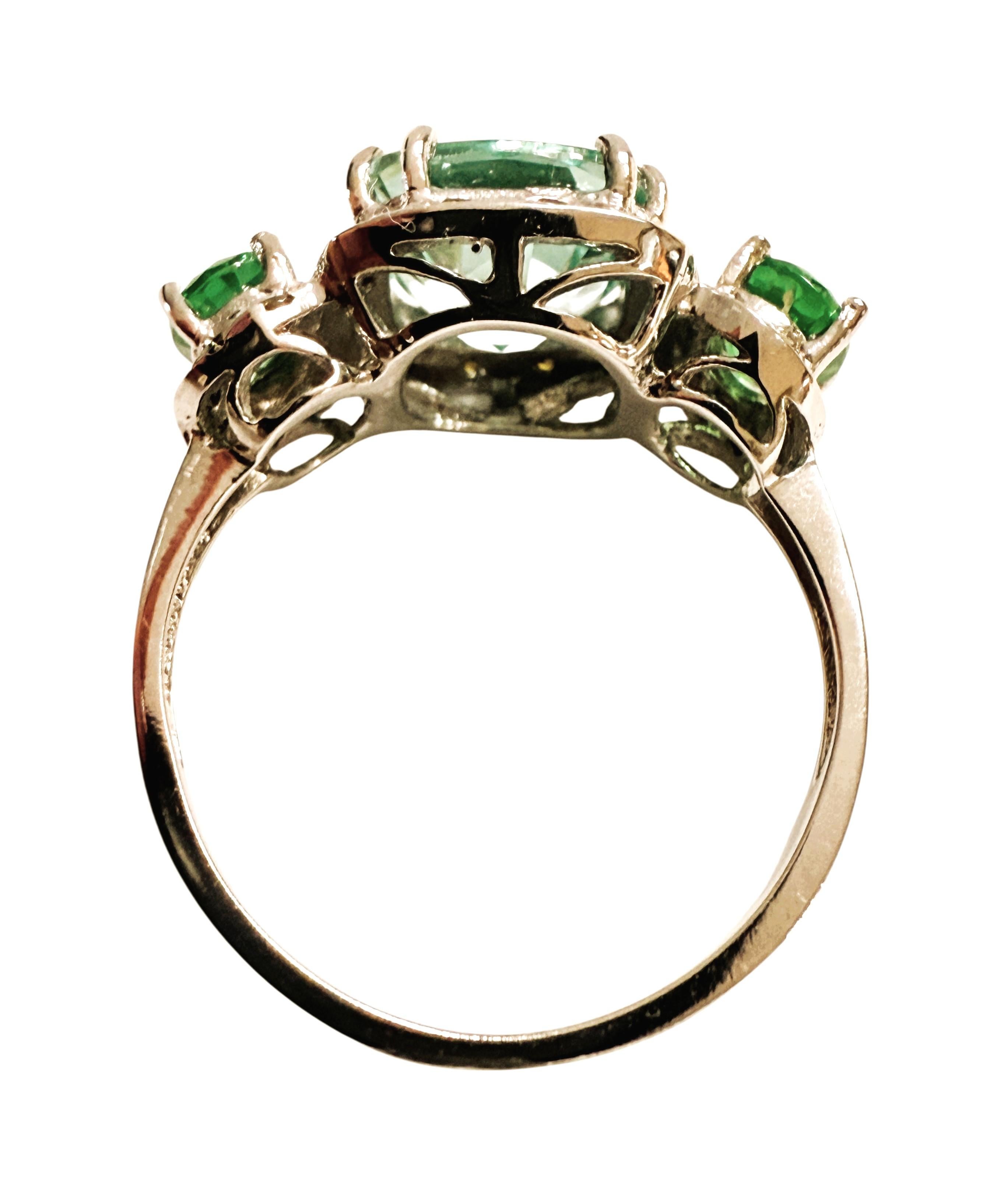 Oval Cut New 5.40 Carat Green Paraiba Tourmaline & Diamond Cut Sapphire Sterling Ring For Sale