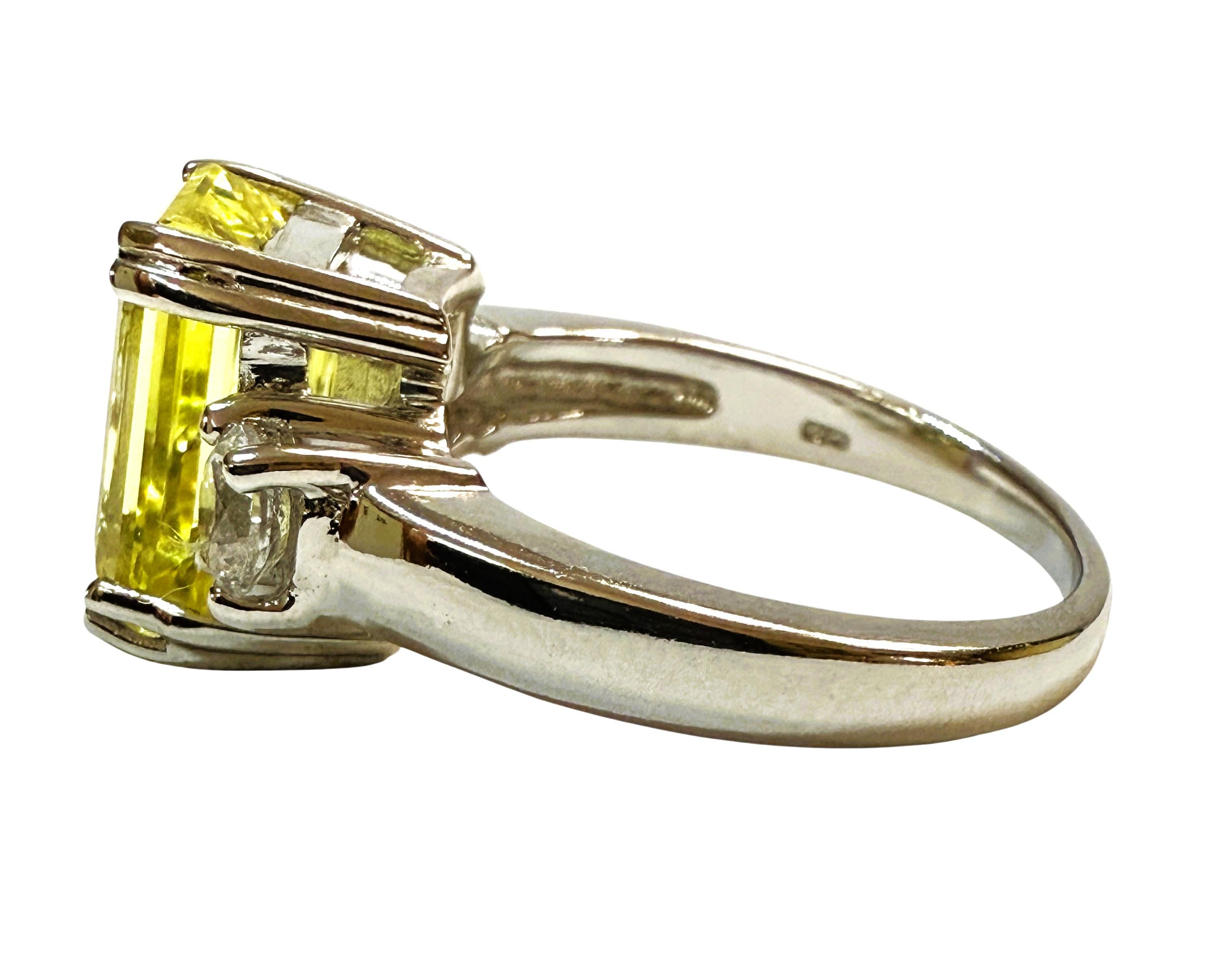 Neu 5,50 Karat Zitronengelber Saphir Diamantschliff Saphir Sterling Silber Ring (Art déco)