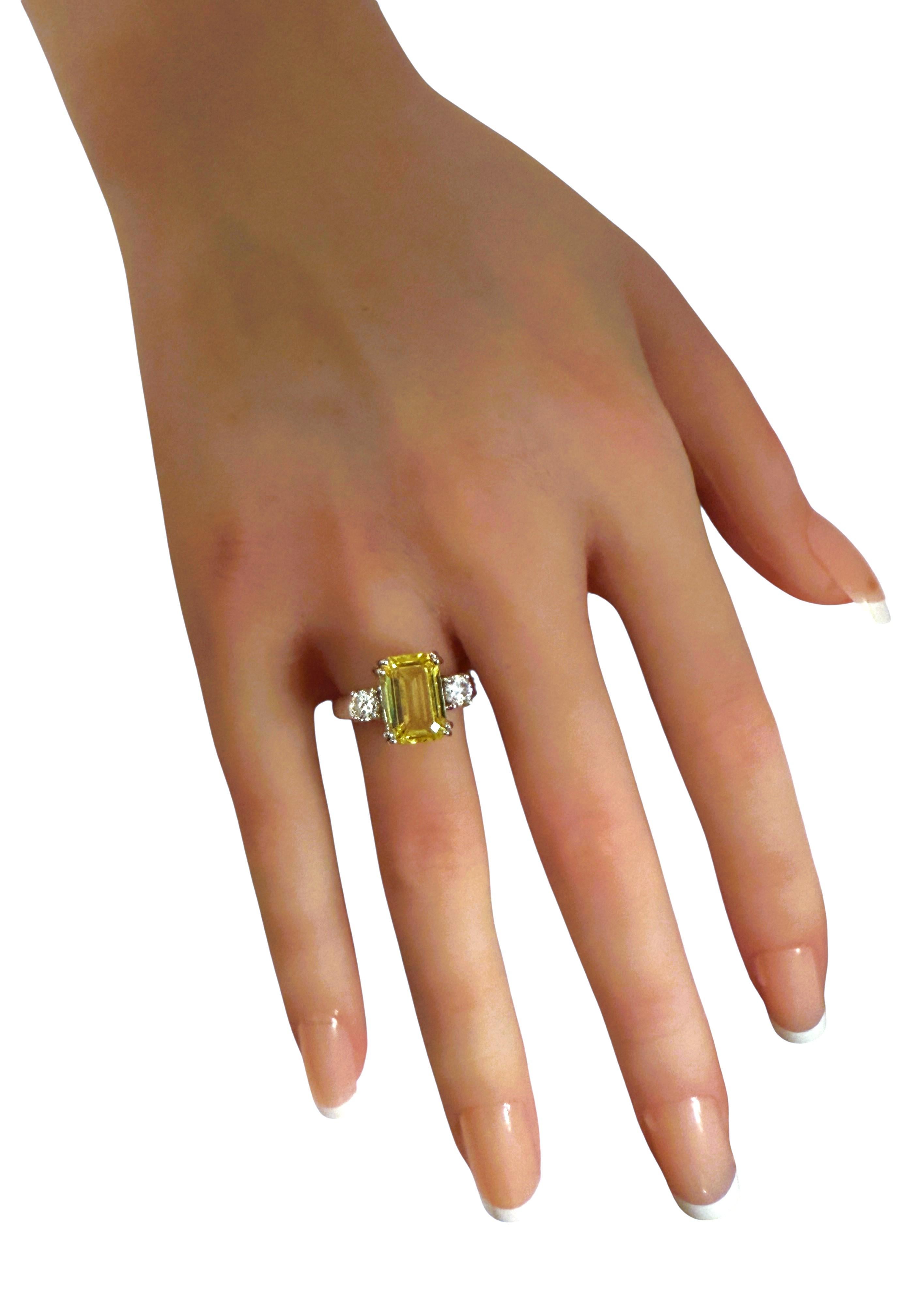 Neu 5,50 Karat Zitronengelber Saphir Diamantschliff Saphir Sterling Silber Ring Damen