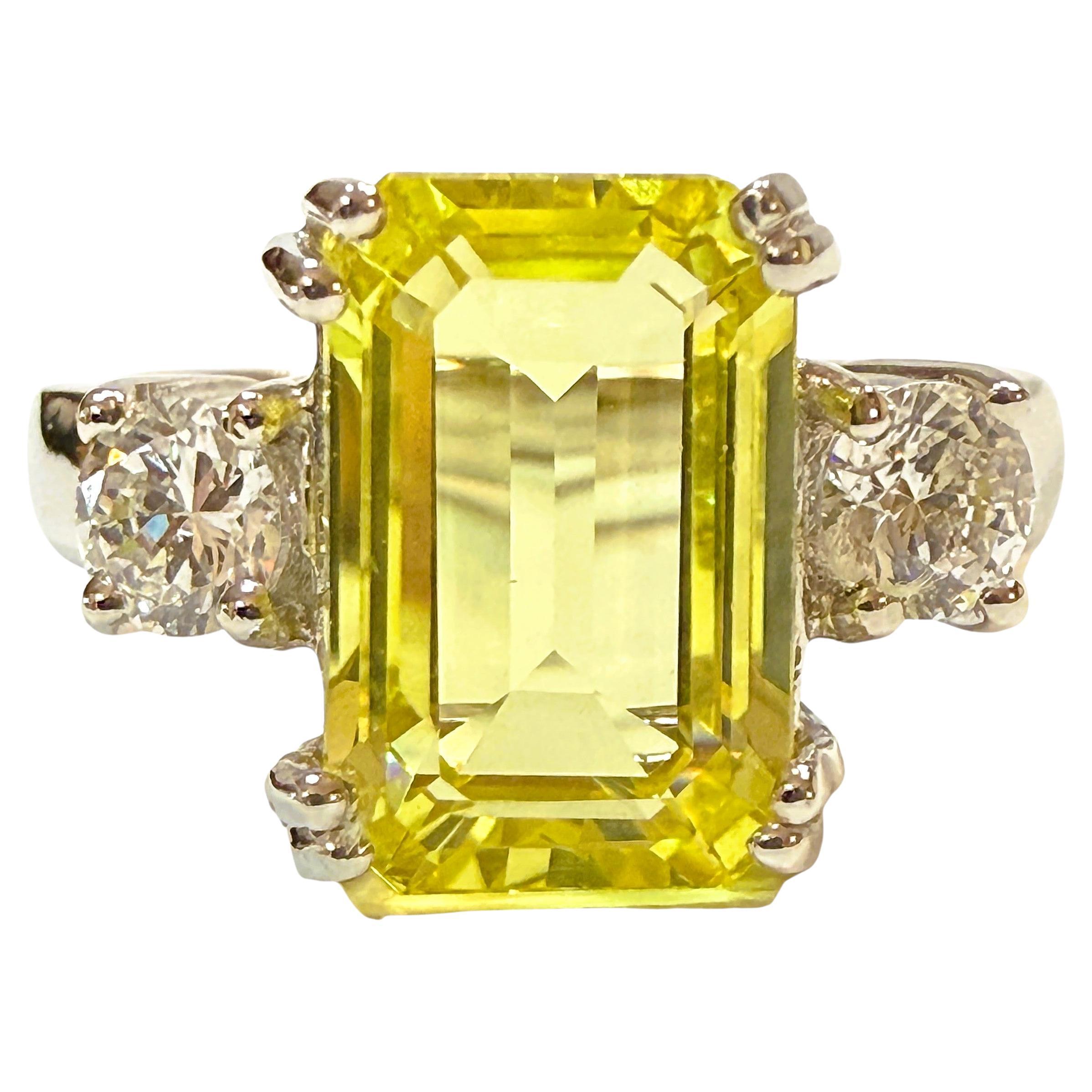 Neu 5,50 Karat Zitronengelber Saphir Diamantschliff Saphir Sterling Silber Ring