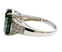 Nuovo anello in argento con tormalina Paraiba verde/blu e zaffiro taglio diamante da 5,6 carati