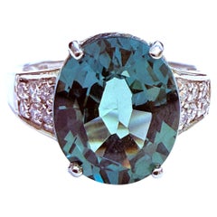 Nuovo anello in argento con tormalina Paraiba verde/blu e zaffiro taglio diamante da 5,6 carati