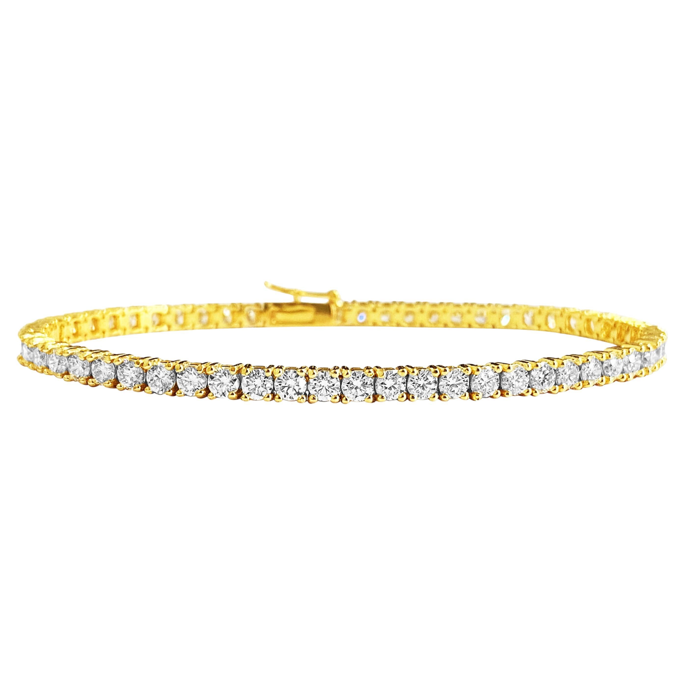 NEU 5,60 Karat VVS Diamant-Tennisarmband aus 14k Gold mit Diamanten, NEU im Angebot