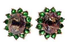 Nuovi orecchini in sterling con zaffiro a cambio di colore da 5,65 carati e zaffiro con taglio a diamante