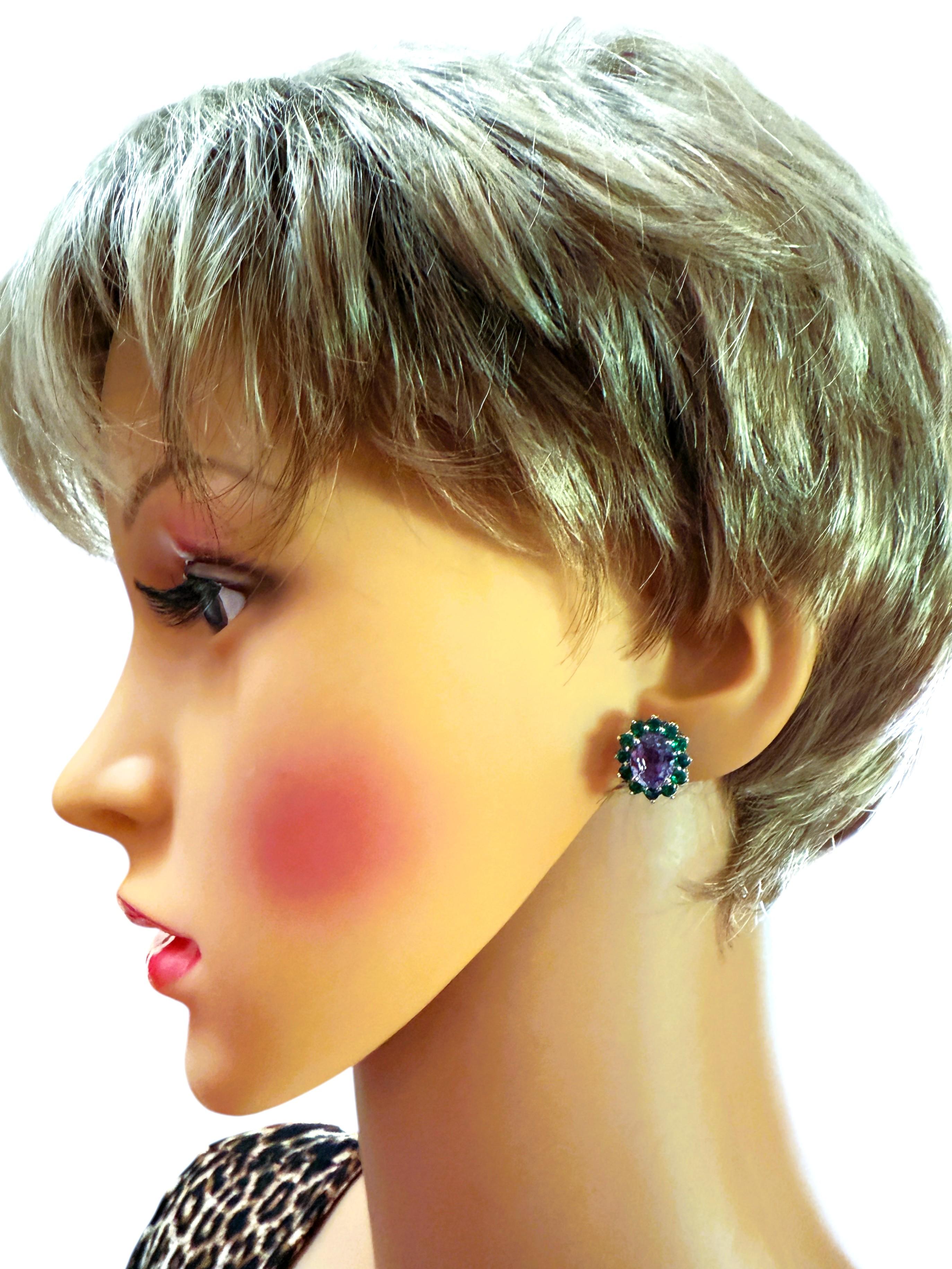 Neue 5,65 Karat Farbwechsel Saphir & Diamantschliff Saphir Sterling Ohrringe im Zustand „Hervorragend“ im Angebot in Eagan, MN