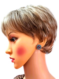 New 5.7 Carat Color Changing Sapphire & Diamond Cut Sapphire Sterling Earrings