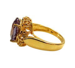 Neu 5,70 Karat Farbwechsel Alexandrit 24k Gold PL Sterling Ring Größe 6